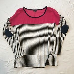 Navy striped shirt with elbow pads